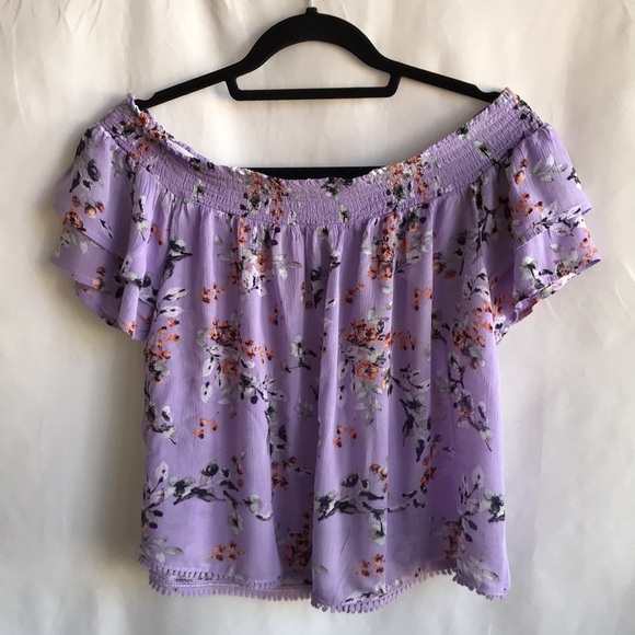 Rewind lilac floral print crop top, size M - Picture 5 of 8